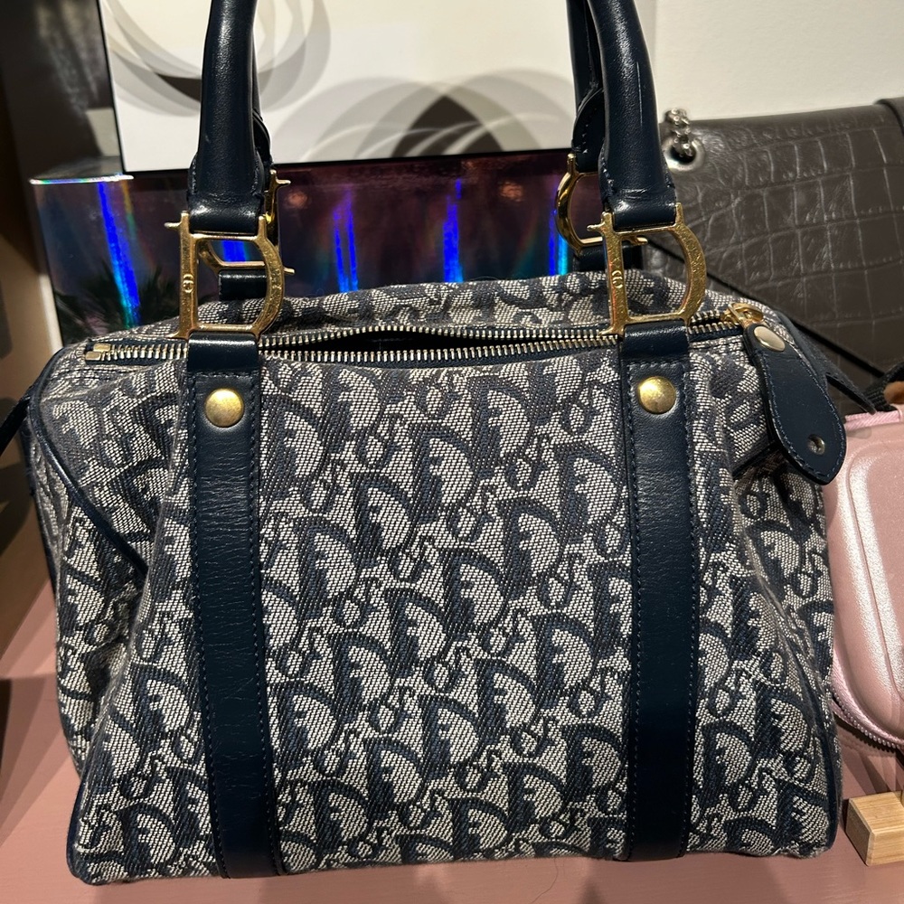 CHRISTIAN DIOR Monogram Boston Navy